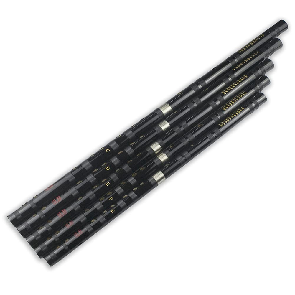 G Key Dizi Black Bitter Bamboo Flute Chen Qing Flute with Free Membrane & Glue & Protector Set Traditional Chinese Instrument (K